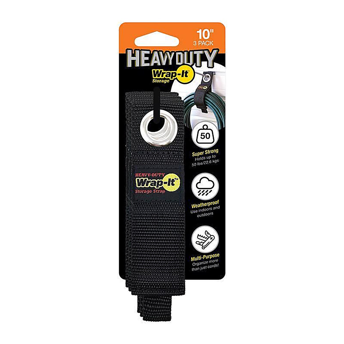 Wrap-It 103-20BX Storage Heavy-Duty 1.5 in. W x 10 in. L Black Storage Straps 50 lb. 3/Pack