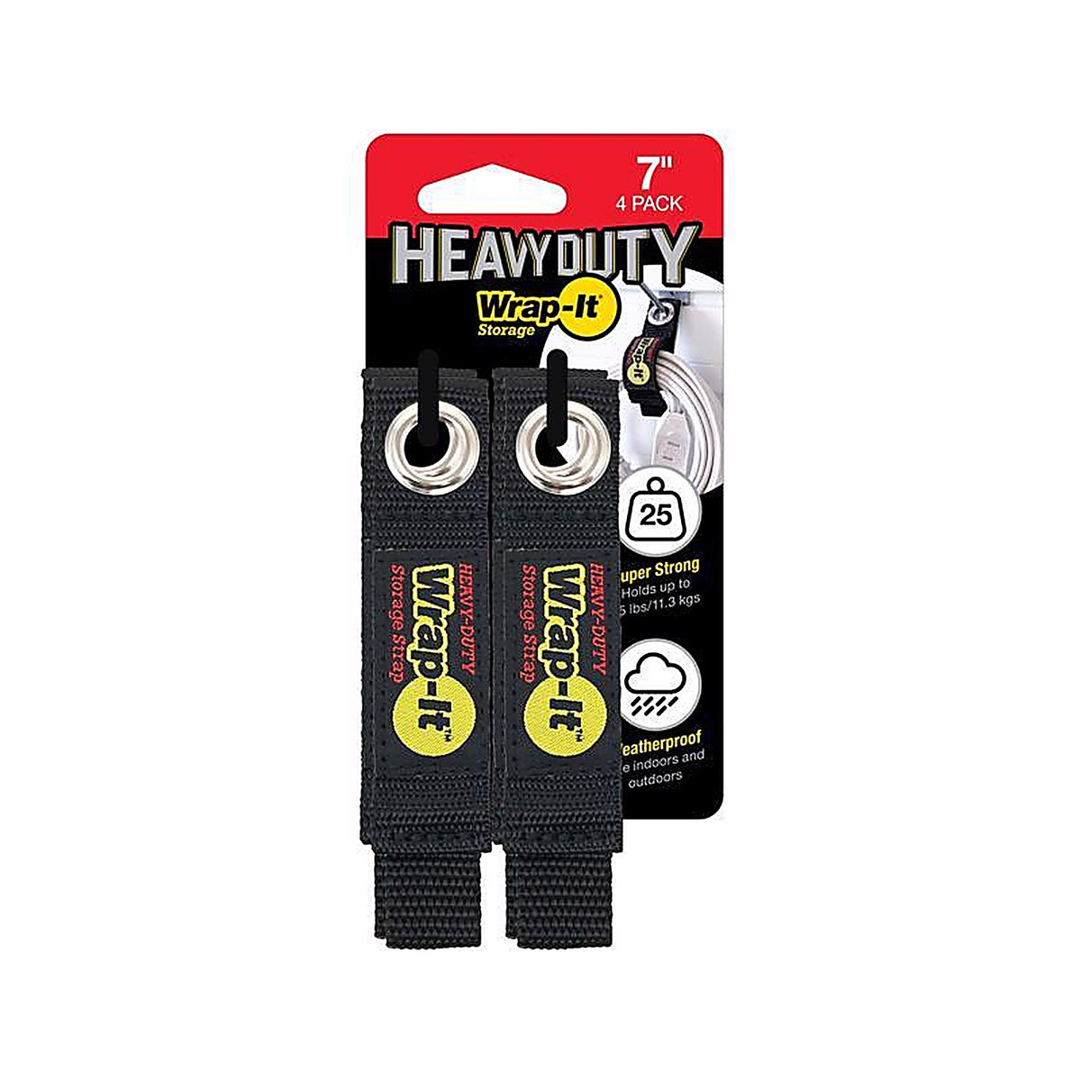Wrap-It 104-10BX Storage Heavy-Duty 1 in. W x 7 in. L Black Storage Straps 50 lb. 4/Pack