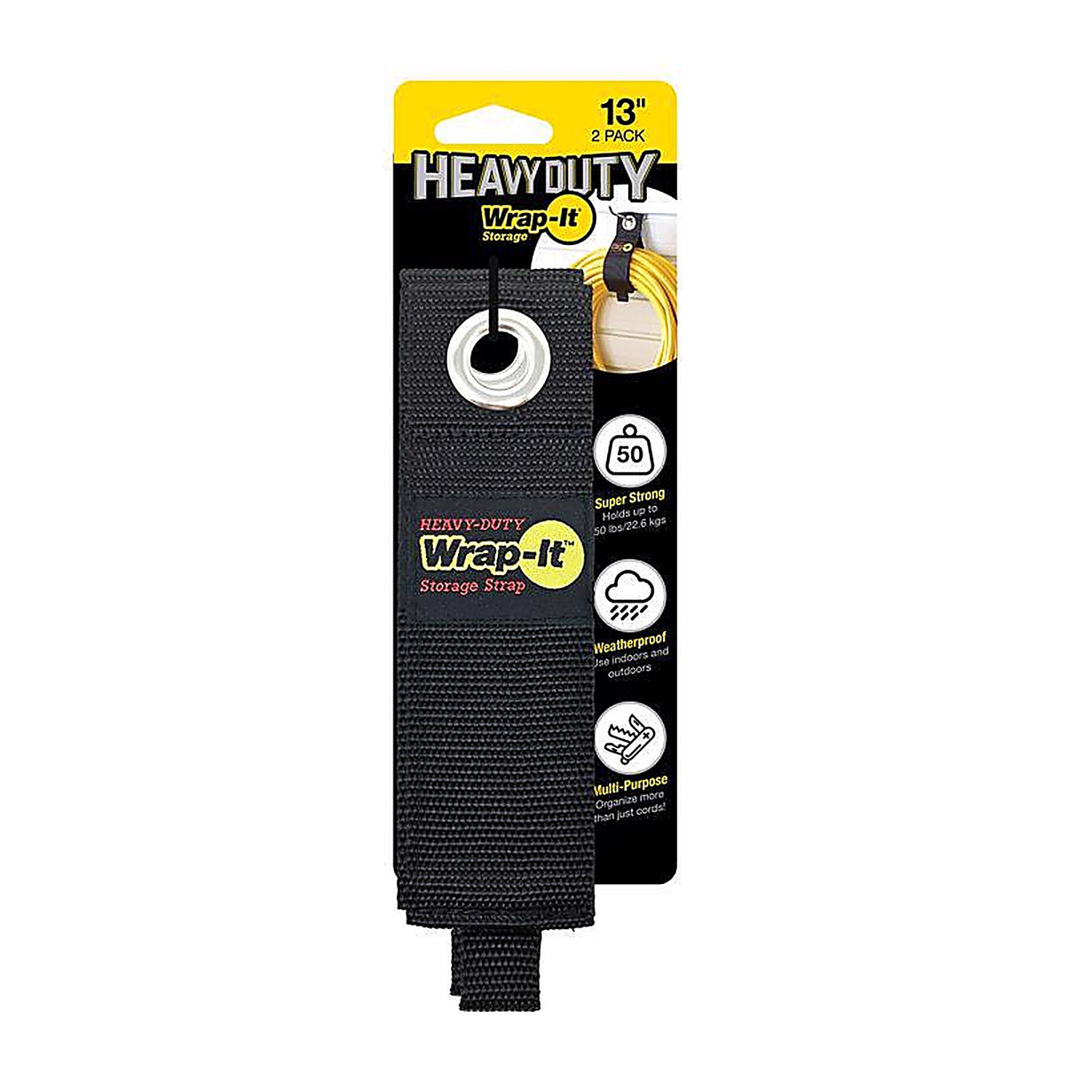 Wrap-It 102-30BX Storage Heavy-Duty 2 in. W x 13 in. L Black Storage Straps 50 lb. 2/Pack