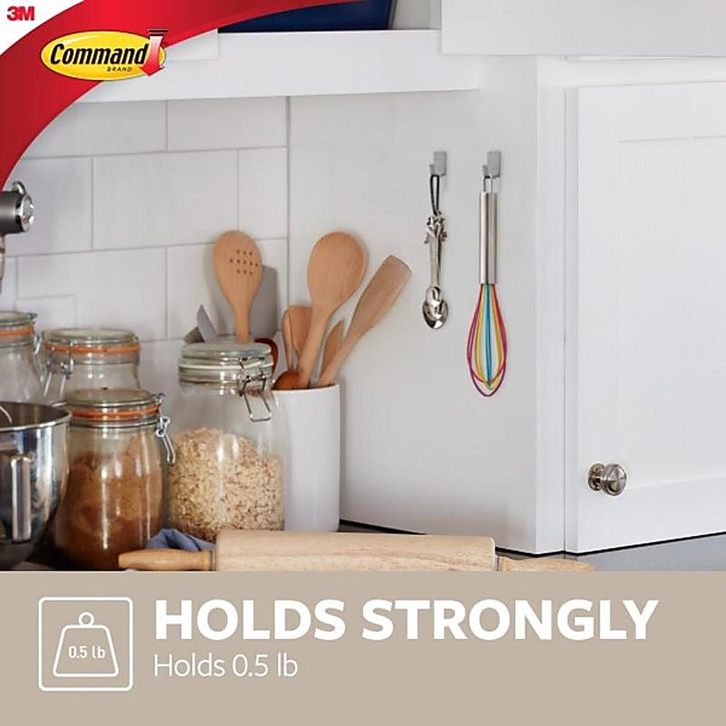 3M 17031SS-4ES Command Stainless Steel Metal Small Hook 0.5 lb. capacity 4/Pack