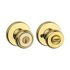 Kwikset 94002-873 Tylo Polished Brass Entry Knobs ANSI/BHMA Grade 3 1-3/4 in.