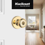 Kwikset 94002-873 Tylo Polished Brass Entry Knobs ANSI/BHMA Grade 3 1-3/4 in.