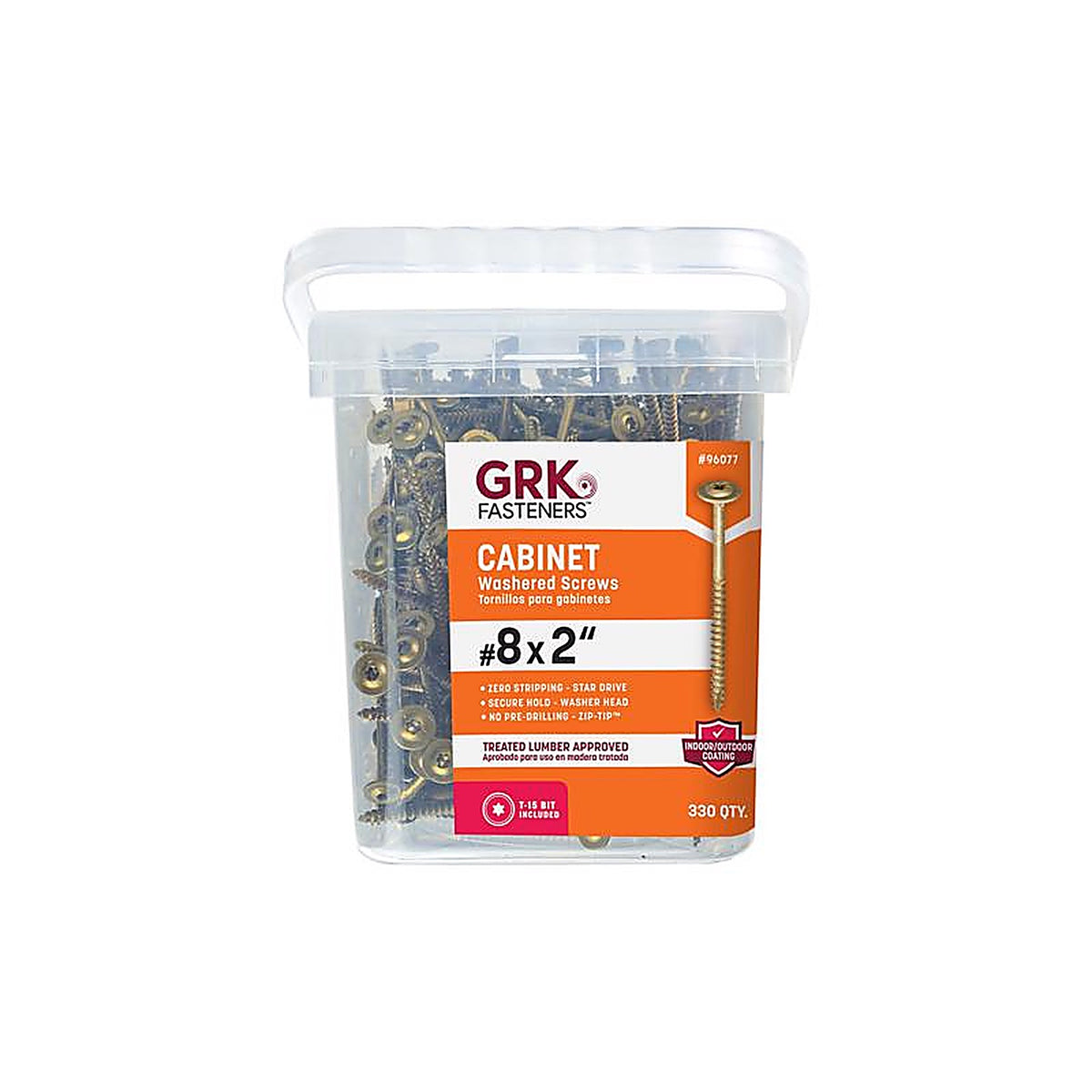 GRK Fasteners 96077 No. 8 x 2 in. L Star Yellow Zinc Cabinet Screws 330/Pack