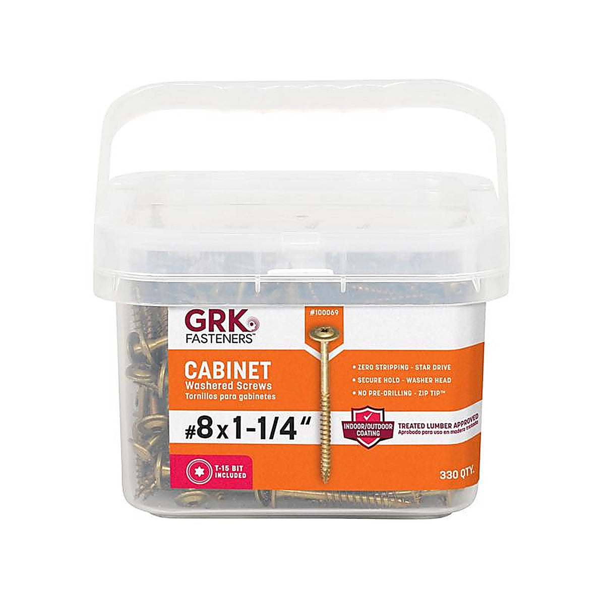 GRK Fasteners 100069 UberGrade No. 8 x 1-1/4 in. L Star Cabinet Screws 330/Pack