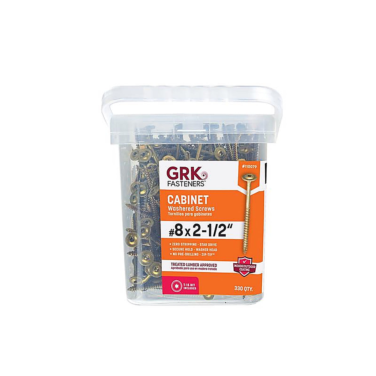 GRK Fasteners 110079 UberGrade No. 8 x 2-1/2 in. L Star Cabinet Screws 330/Pack