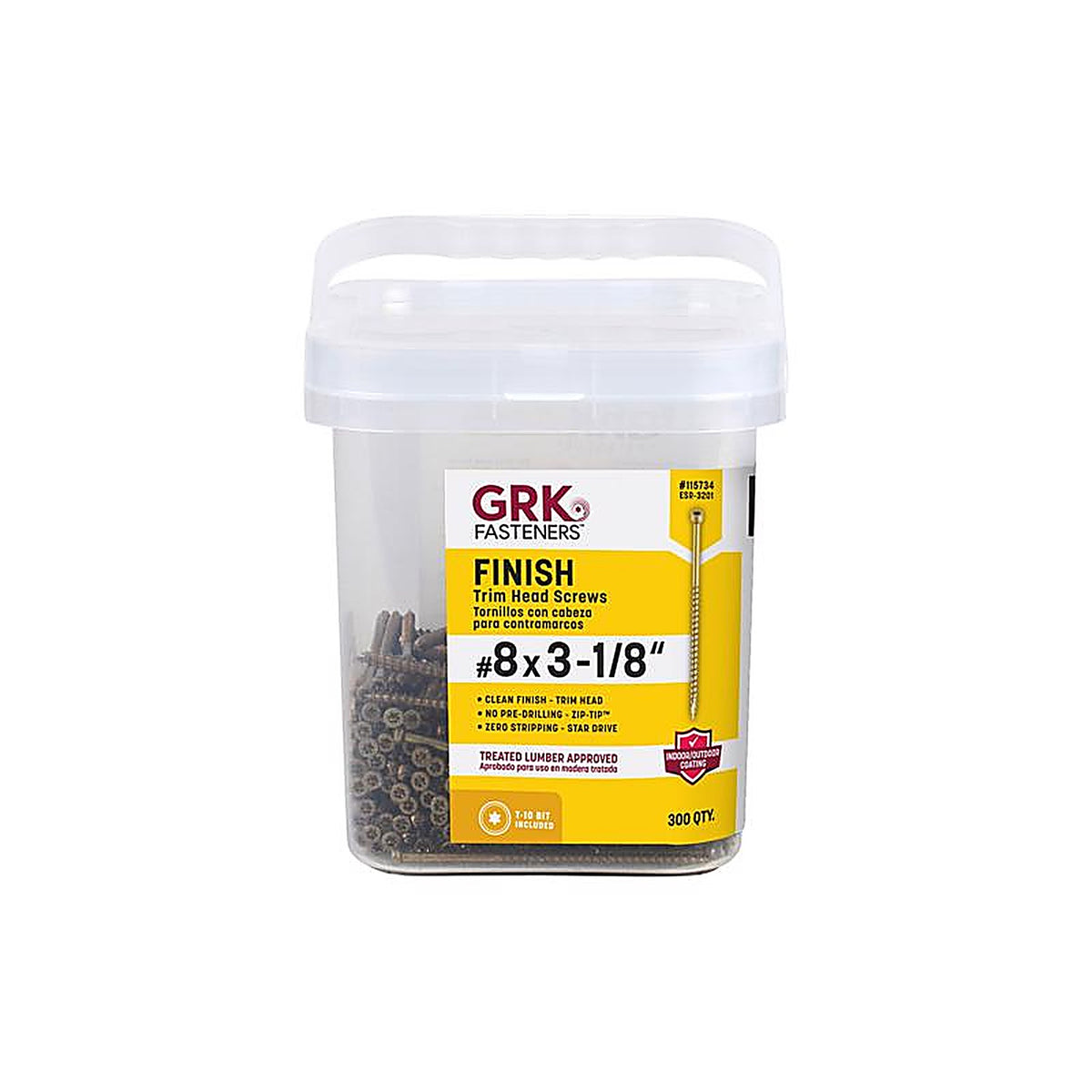 GRK Fasteners 115734 UberGrade No. 8 x 3-1/8 in. L Star Trim Head Construction Screws 300/Pack