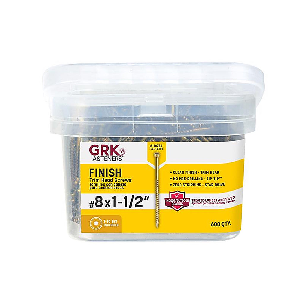 GRK Fasteners 116724 UberGrade No. 8 x 1-1/2 in. L Star Trim Head Construction Screws 600/Pack