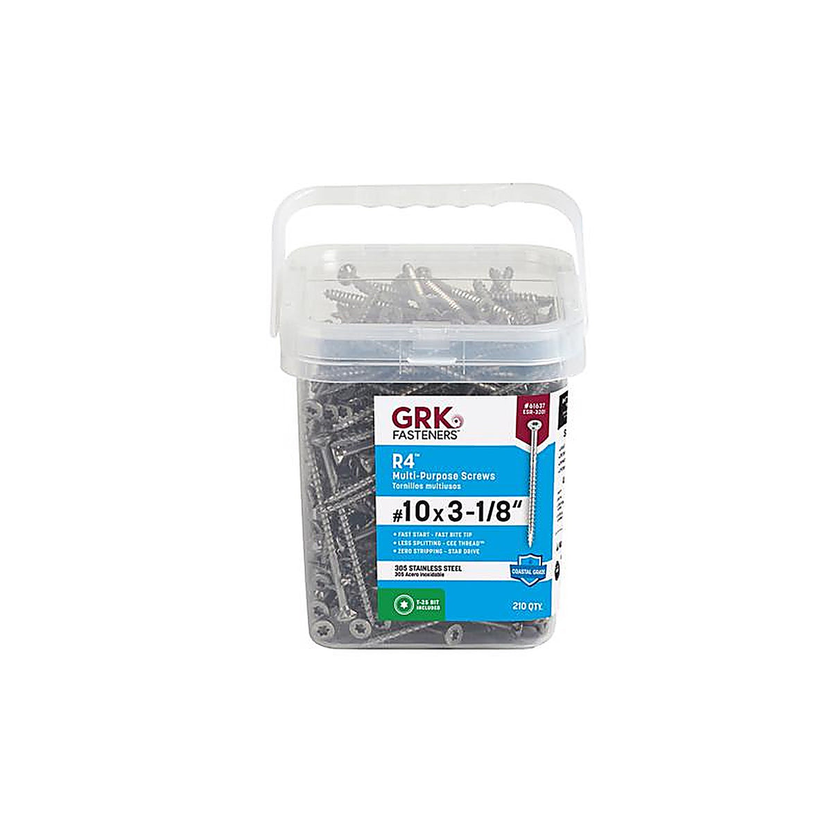 GRK Fasteners 61637 No. 10 x 3-1/8 in. L Star Flat Head Multi-Purpose Screw 210/Pack