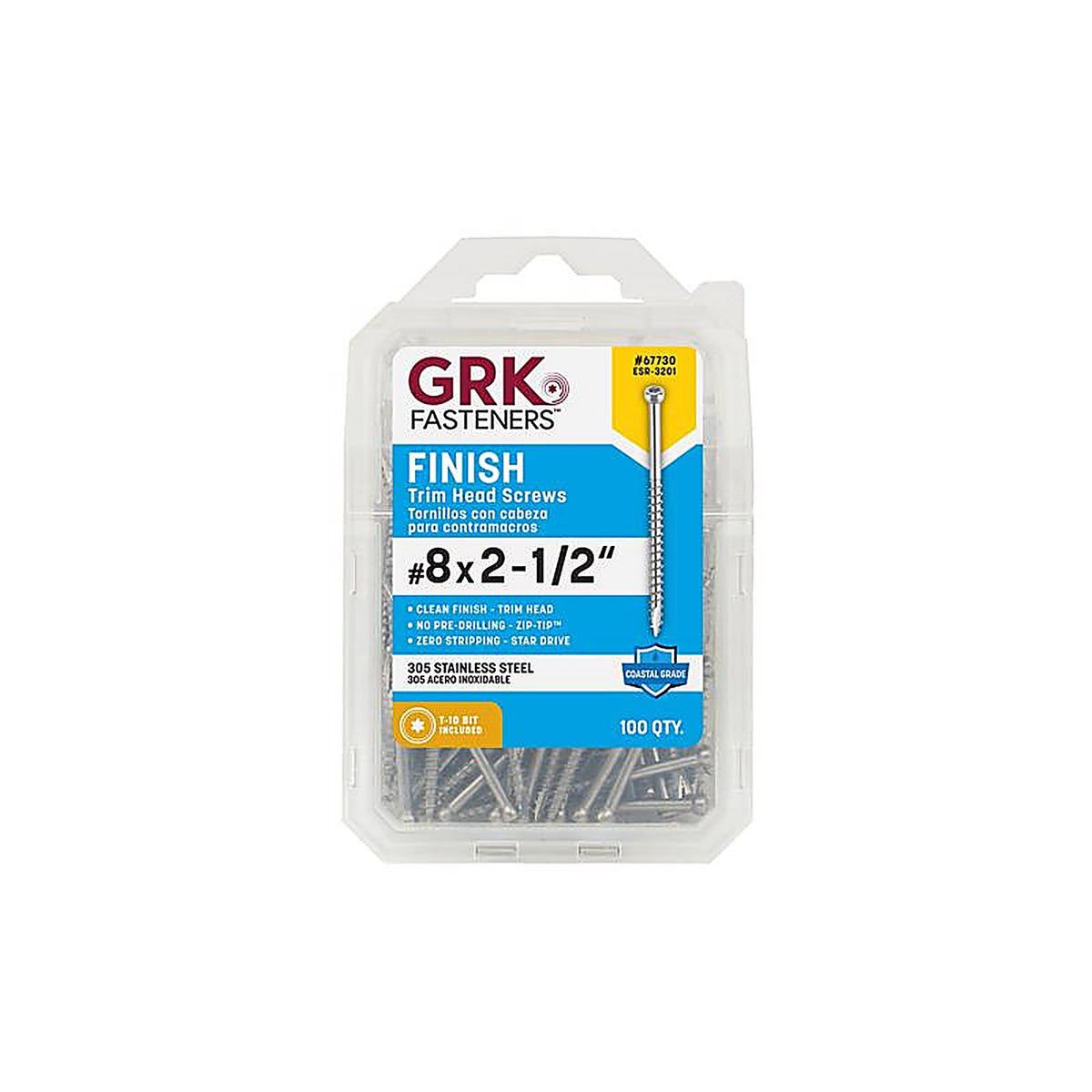 GRK Fasteners 67730 No. 8 x 2-1/2 in. L Star Trim Head Construction Screws 100/Pack