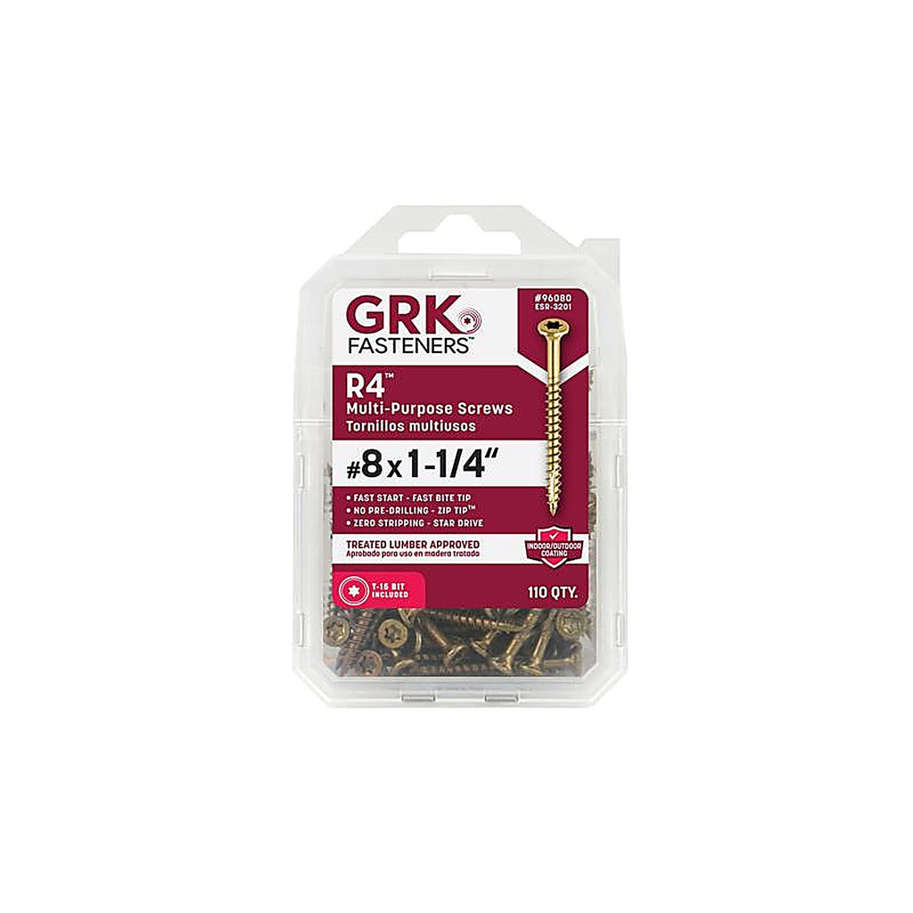 GRK Fasteners 96080 UberGrade No. 8 x 1-1/4 in. L Star Flat Head Multi-Purpose Screw 110/Pack