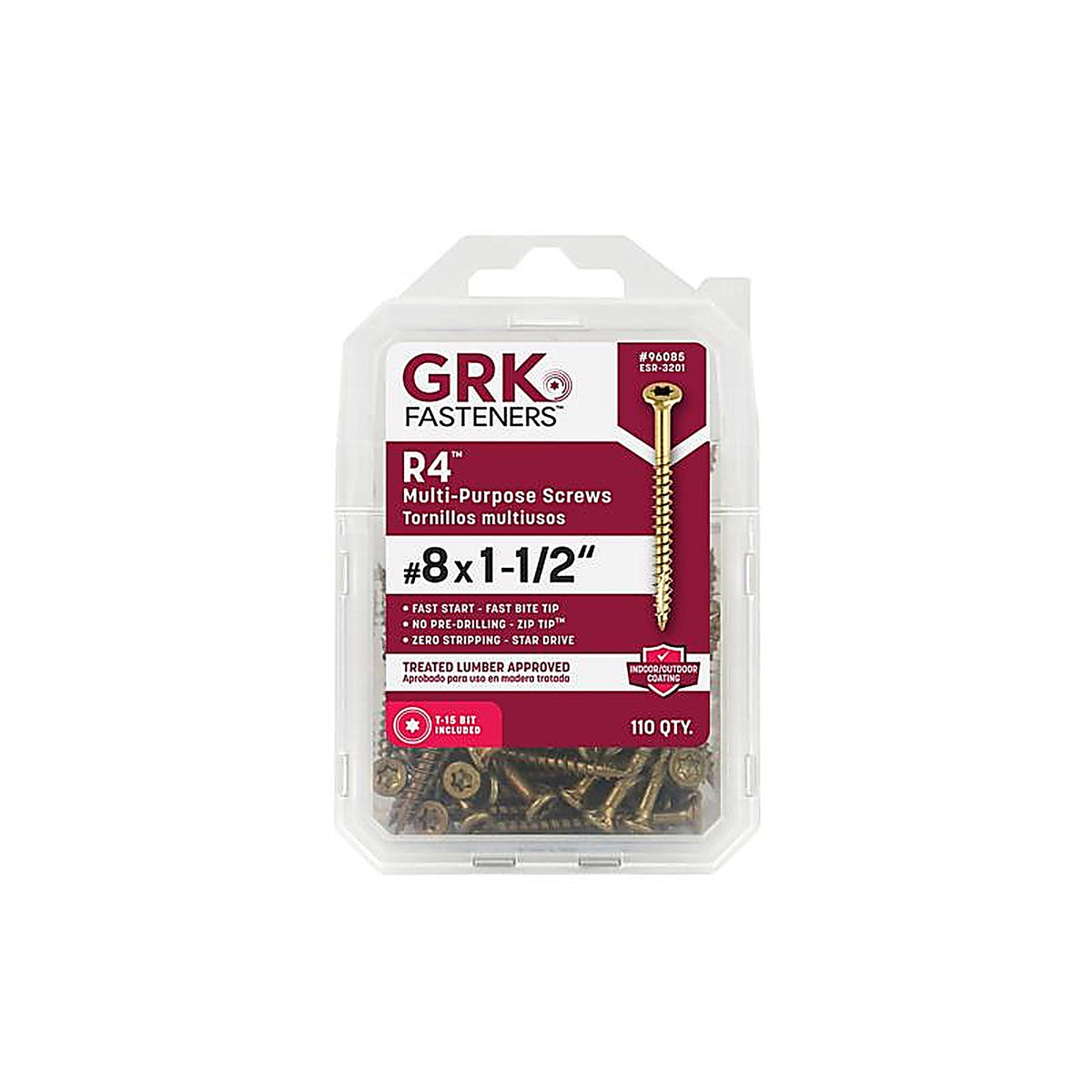 GRK Fasteners 96085 UberGrade No. 8 x 1-1/2 in. L Star Flat Head Multi-Purpose Screw 110/Pack