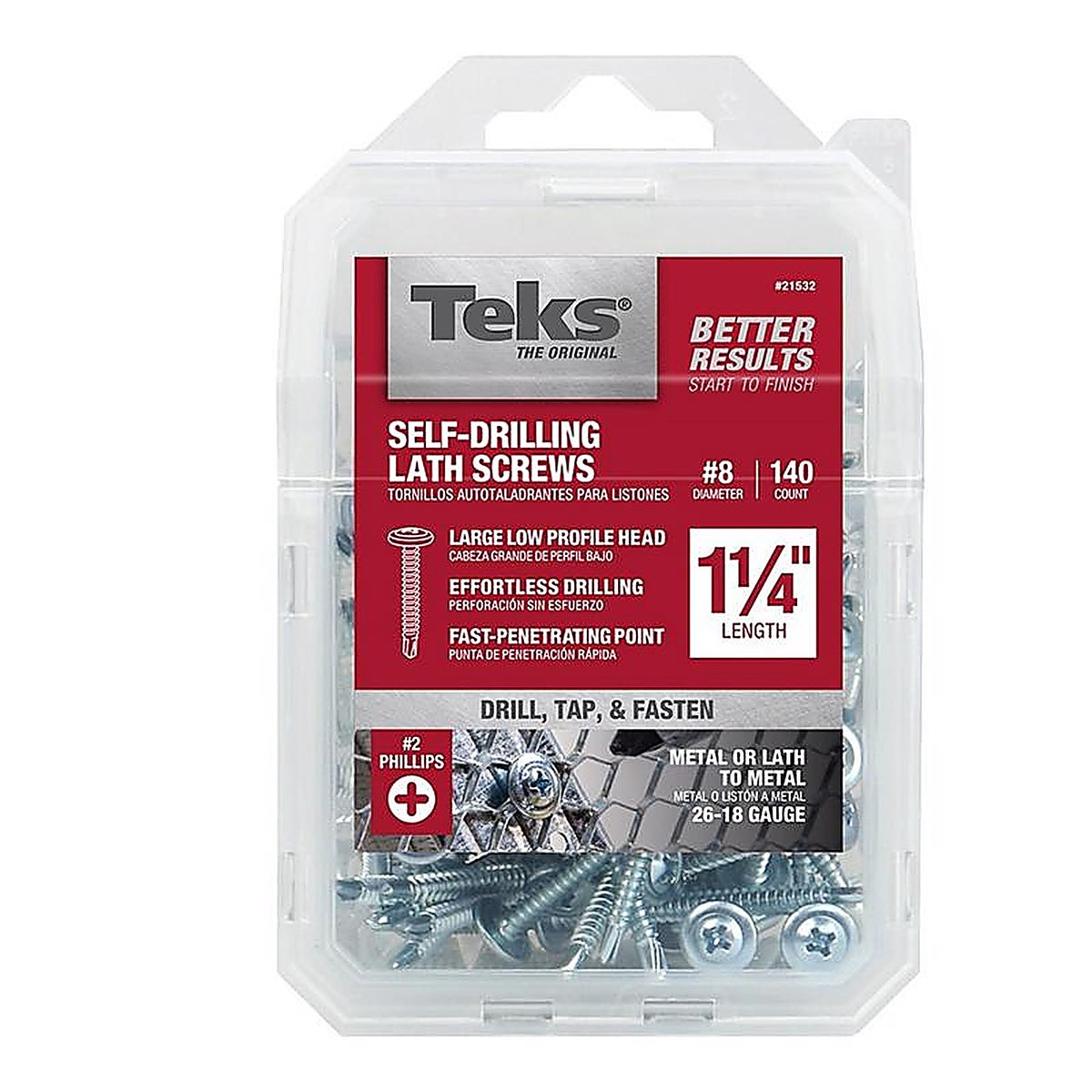Teks 21532 No. 8 x 1-1/4 in. L Phillips Truss Head Lath Screws 140/Pack