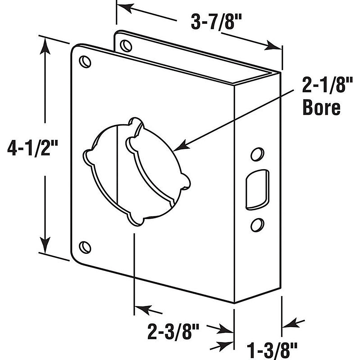 Prime-Line U 9555 4.5 in. H x 3.875 in. L Brass-Plated Brass Door Reinforcer