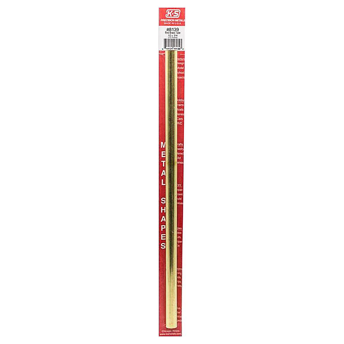 K&S 8139 1/2 in. Dia. x 12 in. L Round Brass Tube 1/Pack