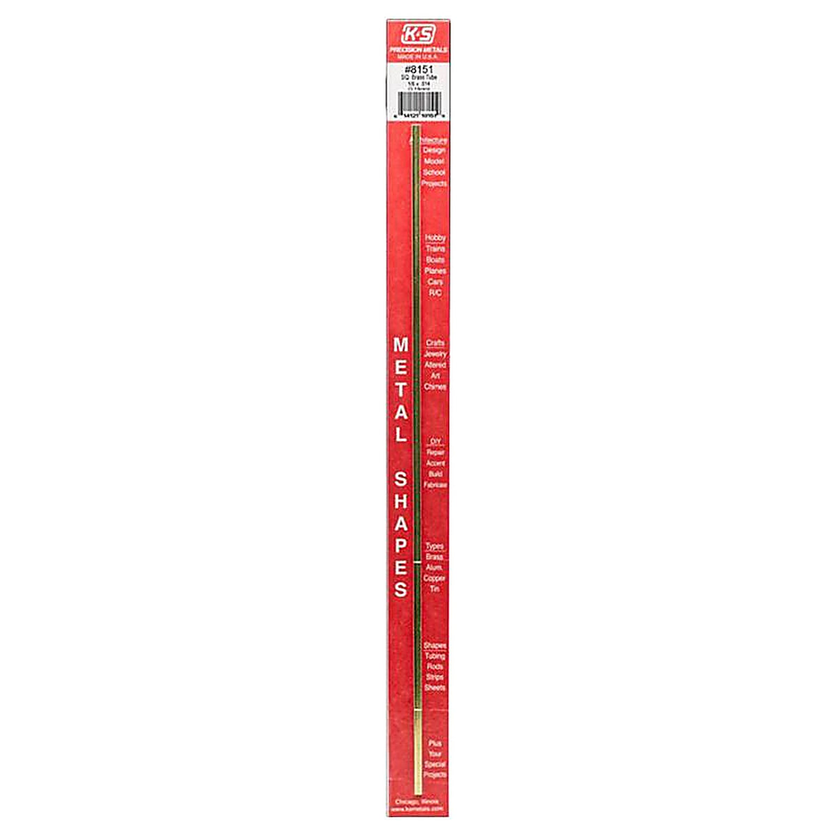 K&S 8151 1/8 in. W x 12 in. L Square Brass Tube 1/Pack