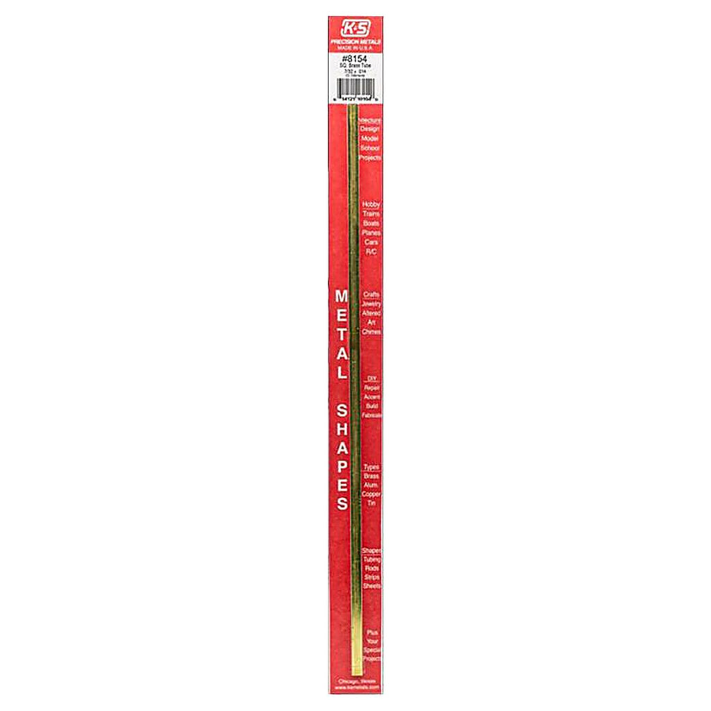 K&S 8154 7/32 in. W x 12 in. L Square Brass Tube 1/Pack