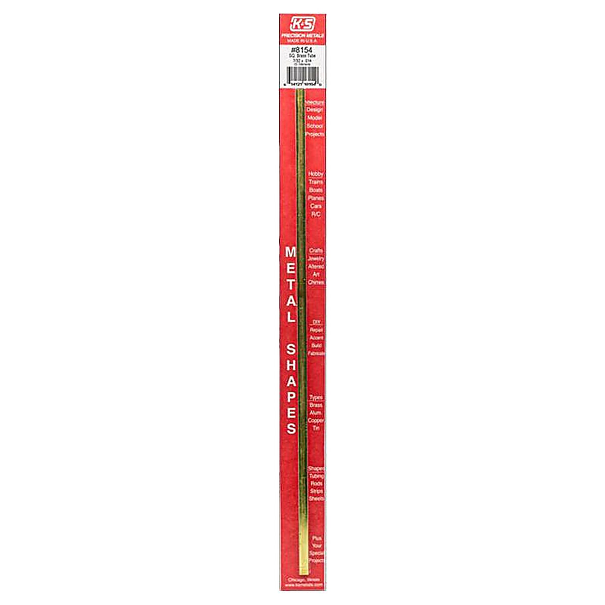K&S 8154 7/32 in. W x 12 in. L Square Brass Tube 1/Pack