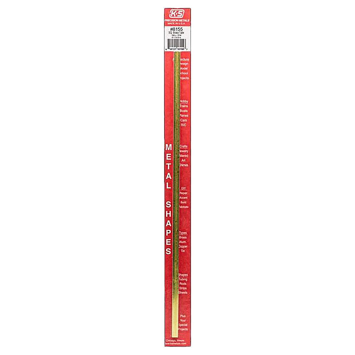 K&S 8155 1/4 in. W x 12 in. L Square Brass Tube 1/Pack