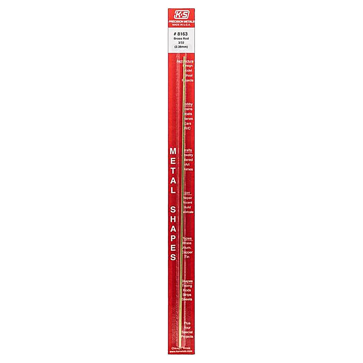 K&S 8163 3/32 in. Dia. x 12 in. L Brass Rod 1/Pack