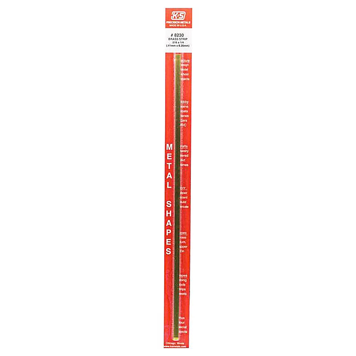 K&S 8230 0.016 in. x 1/4 in. W x 12 in. L Brass Metal Strip