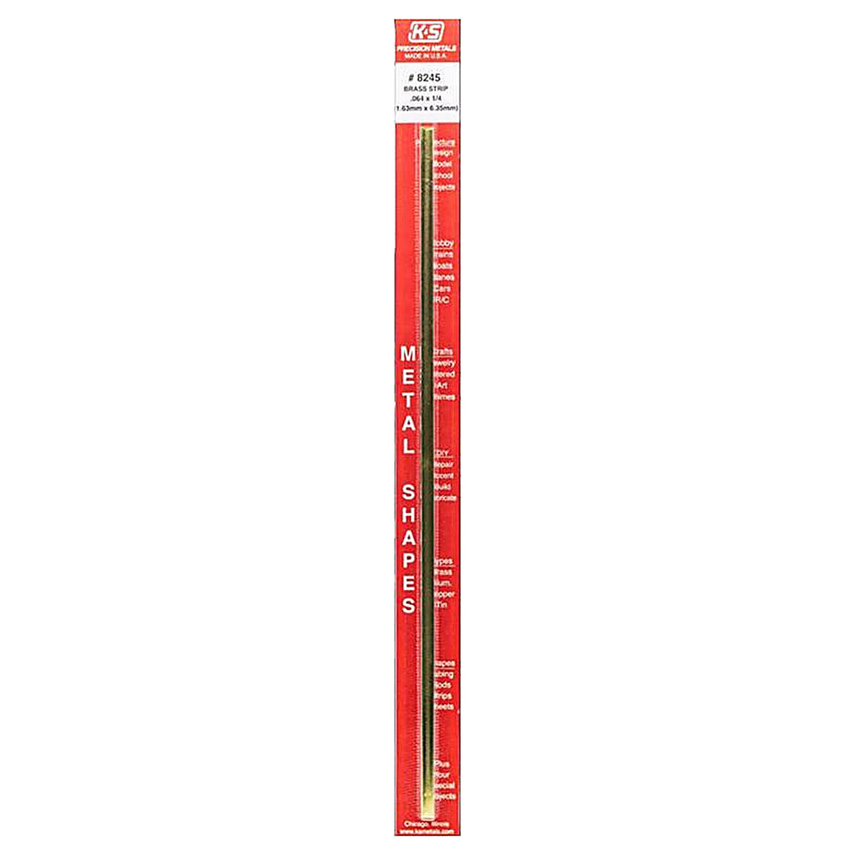 K&S 8245 0.064 in. x 1/4 in. W x 12 in. L Brass Metal Strip