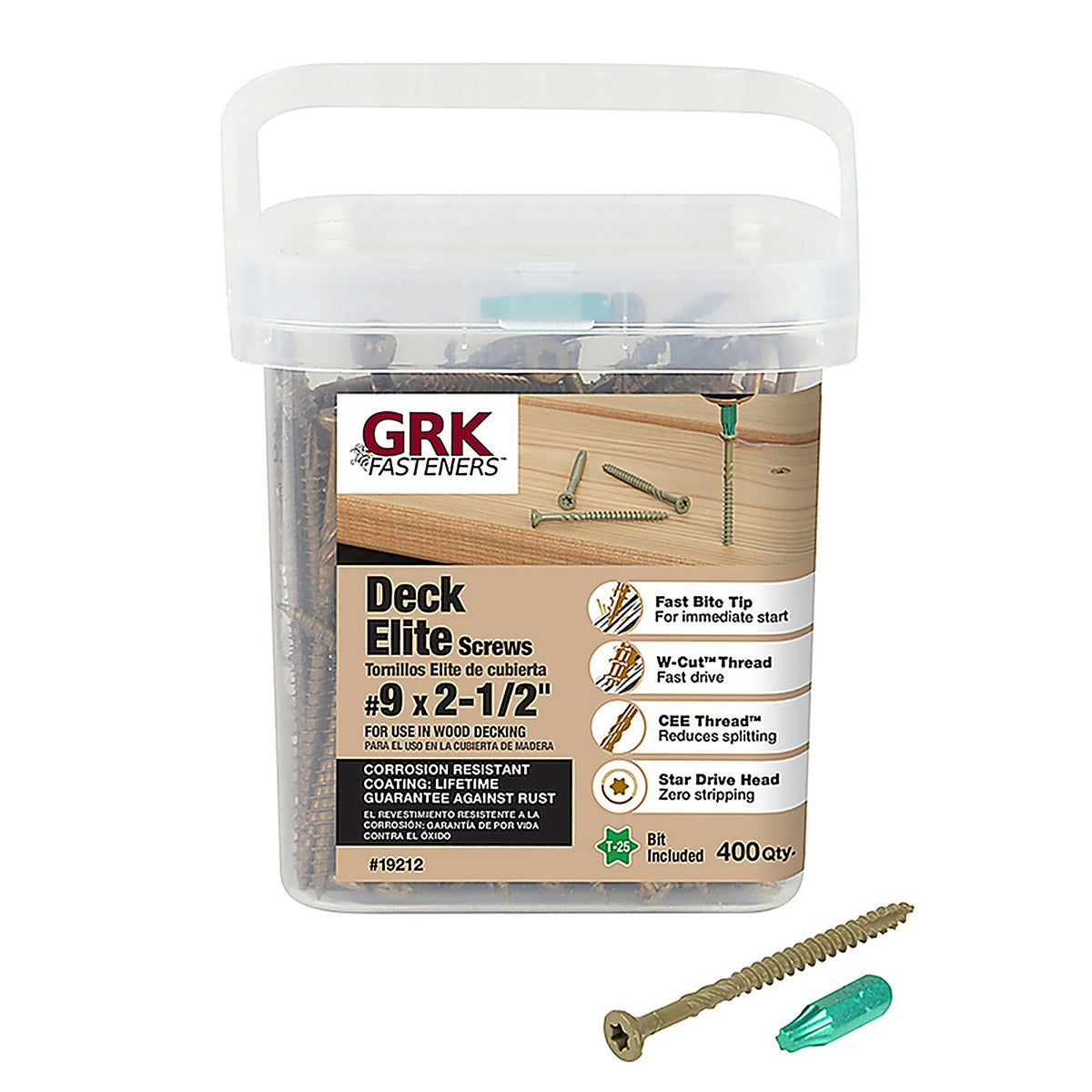 GRK Fasteners 19212 Deck Elite No. 9 x 2-1/2 in. L Star Bugle Head Deck Screws 400/Pack