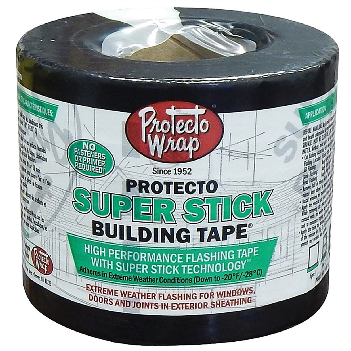 Protecto Wrap 844004SW Super Stick 4 in. W x 75 ft. L Synthetic Flashing Tape Silver