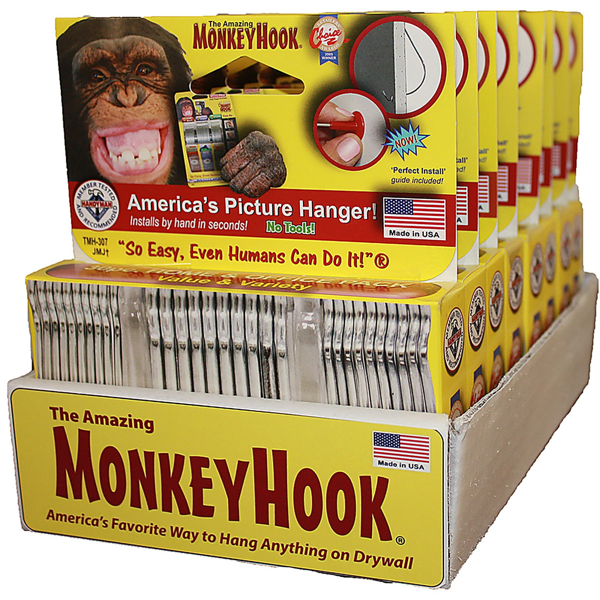 Monkey Hook TMH-314 Value & Variety Pack Galvanized Silver Monkey Picture Hanging Set 40 lb. 30 set