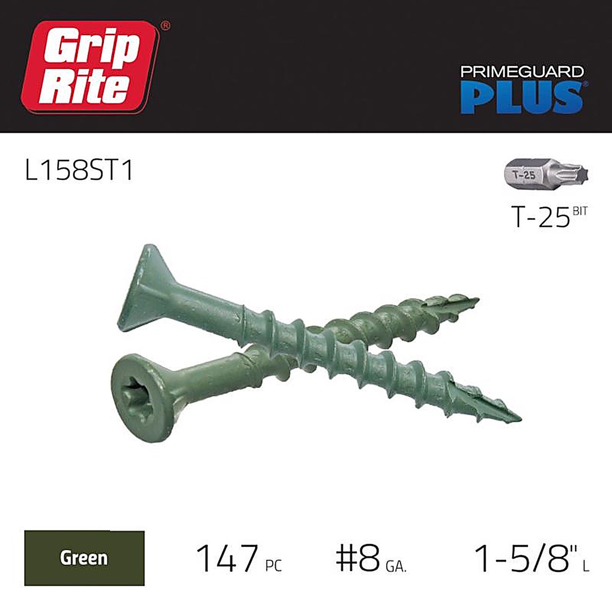 Grip-Rite L158ST1 No. 8 x 1-5/8 in. L Star Bugle Head Exterior Deck Screws 1 lb. 194/Pack