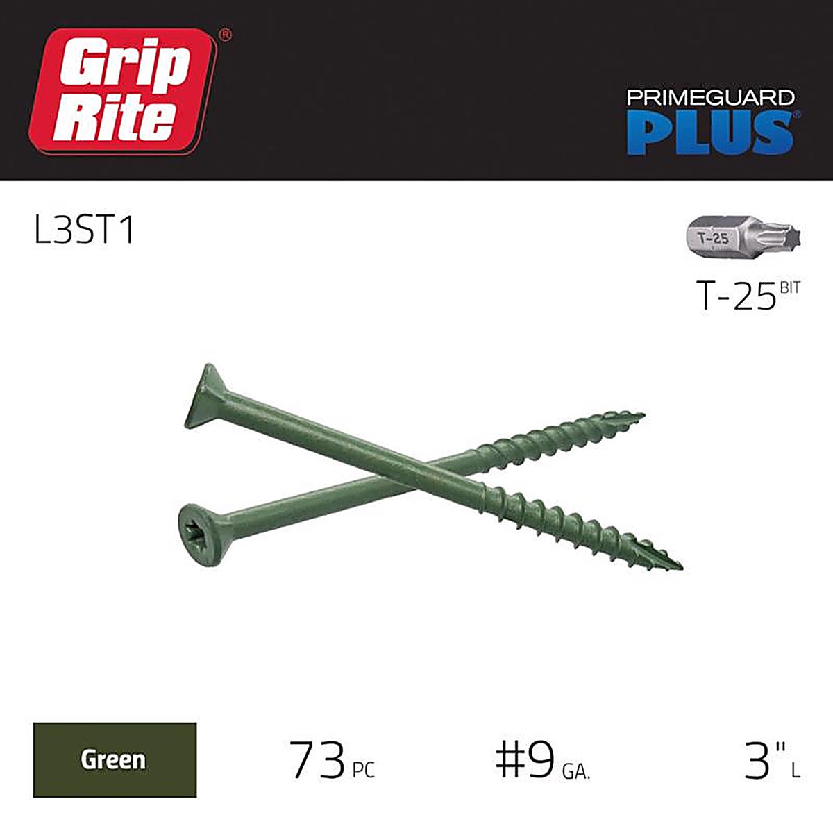 Grip-Rite L3ST1 No. 9 x 3 in. L Star Bugle Head Exterior Deck Screws 1 lb. 87/Pack