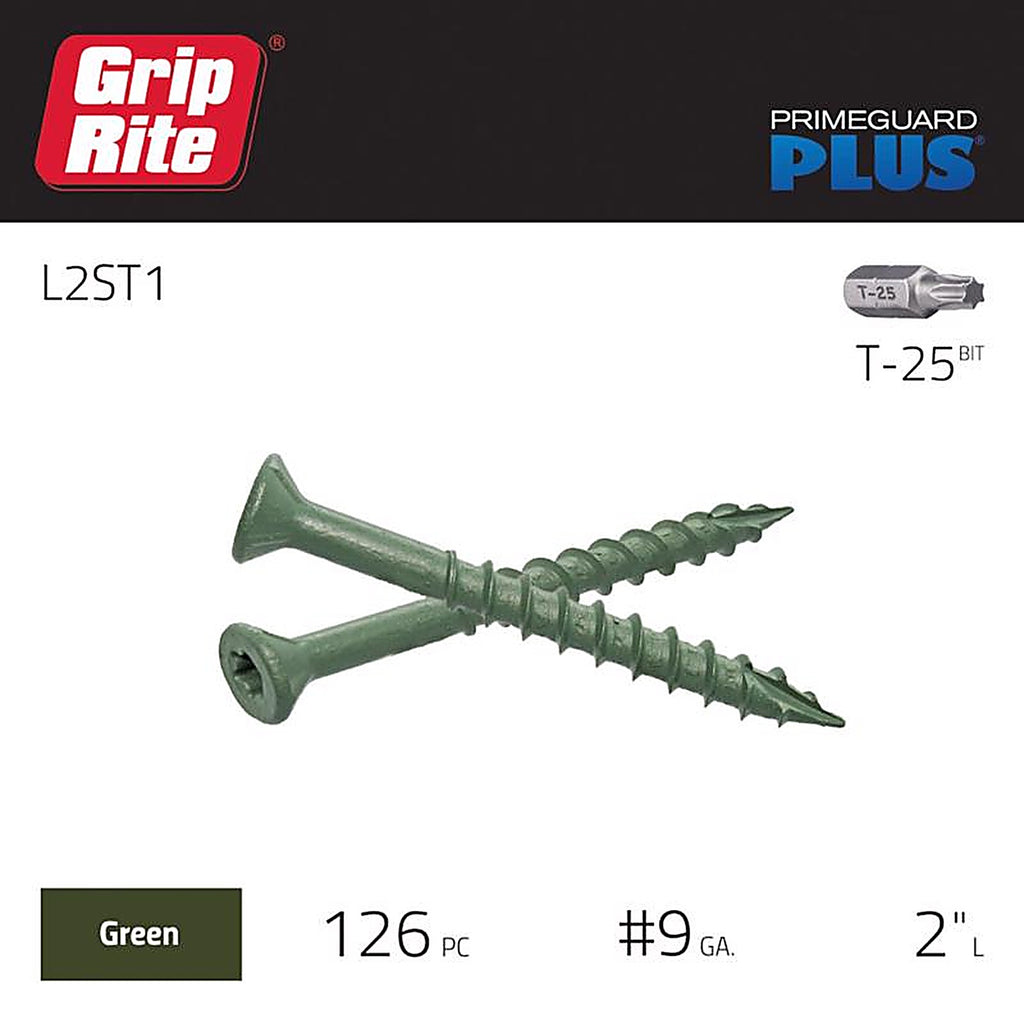 Grip-Rite L2ST1 No. 8 x 2 in. L Star Bugle Head Exterior Deck Screws 1 lb. 72/Pack