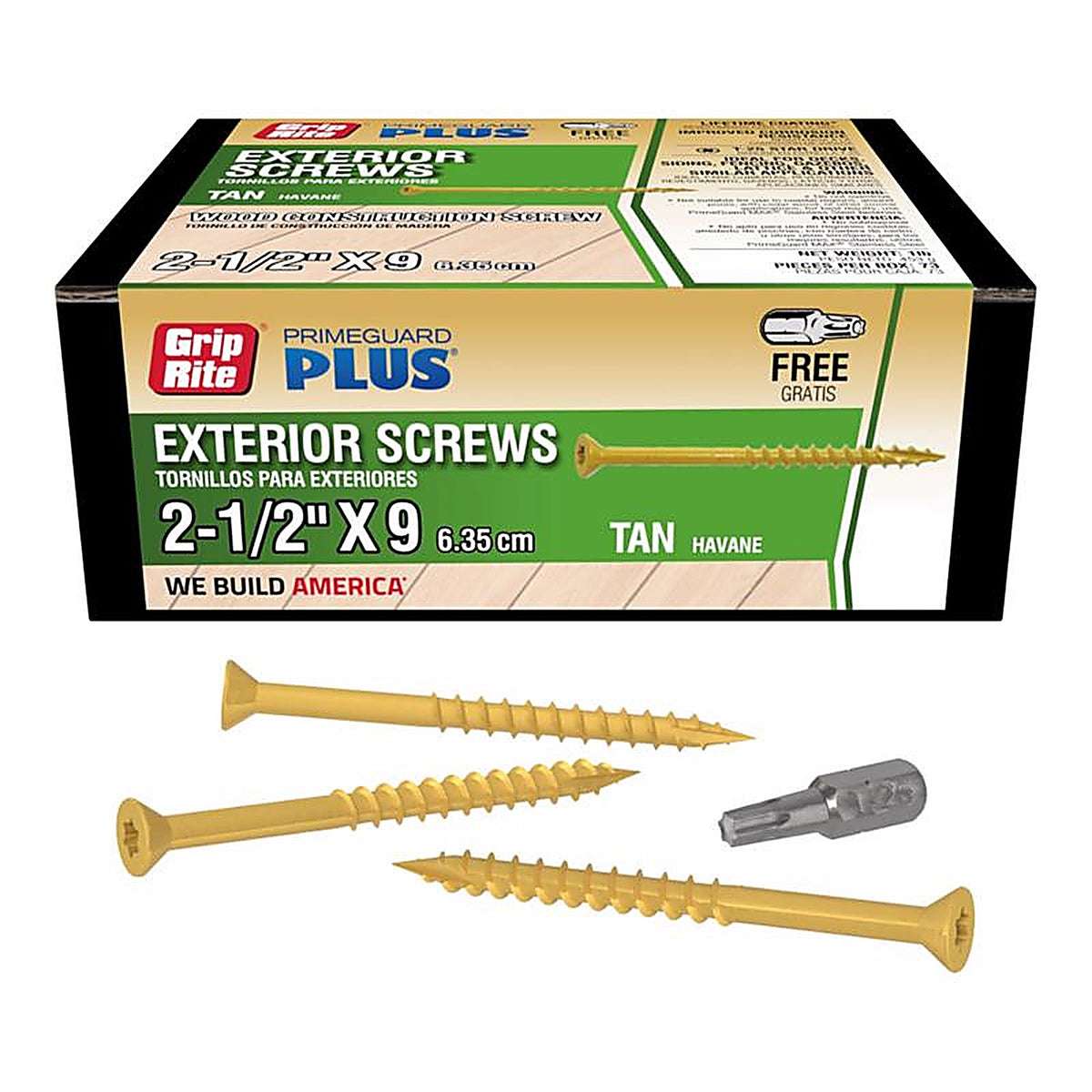 Grip-Rite L212STT1 No. 9 x 2-1/2 in. L Star Bugle Head Exterior Deck Screws 1 lb. 47/Pack