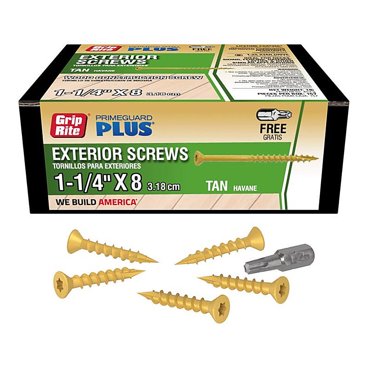 Grip-Rite L114STT1 No. 8 x 1-1/4 in. L Star Bugle Head Exterior Deck Screws 1 lb. 194/Pack