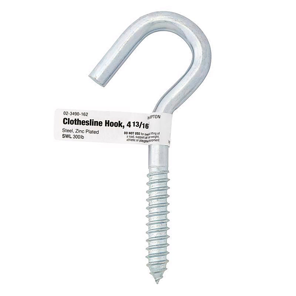Hampton 02-3490-162 Small Zinc-Plated Silver Steel 4.8125 in. L Clothesline Hook 300 lb. 1/Pack