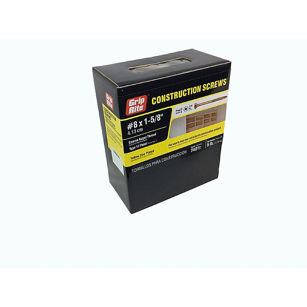 Grip-Rite 158GCS5 No. 8 x 1-5/8 in. L Star Bugle Head Construction Screws 5 lb.