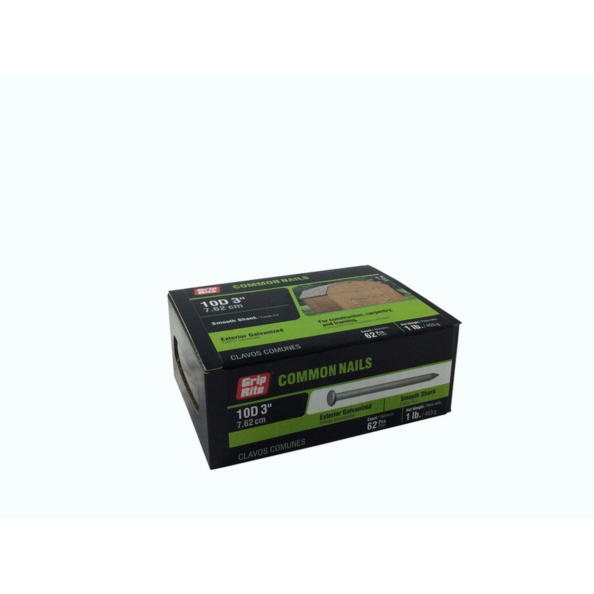 Grip-Rite 10HGC1 10D 3 in. Common Hot-Dipped Galvanized Steel Nail Flat 1 lb.