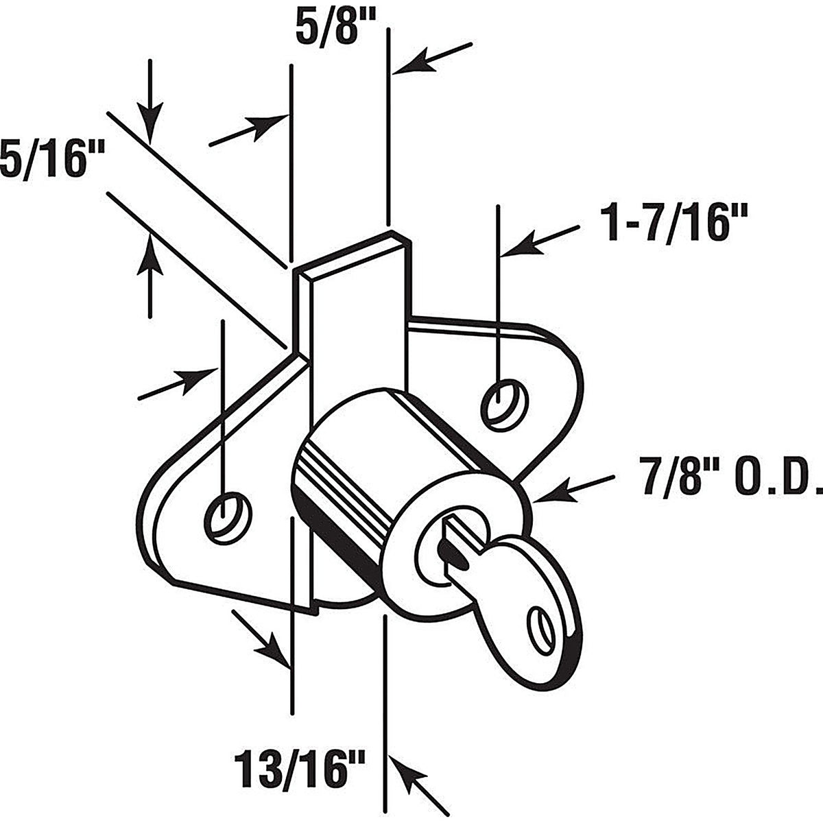 Prime-Line U 9947 Bright Brass Gold Steel Cabinet/Drawer Lock