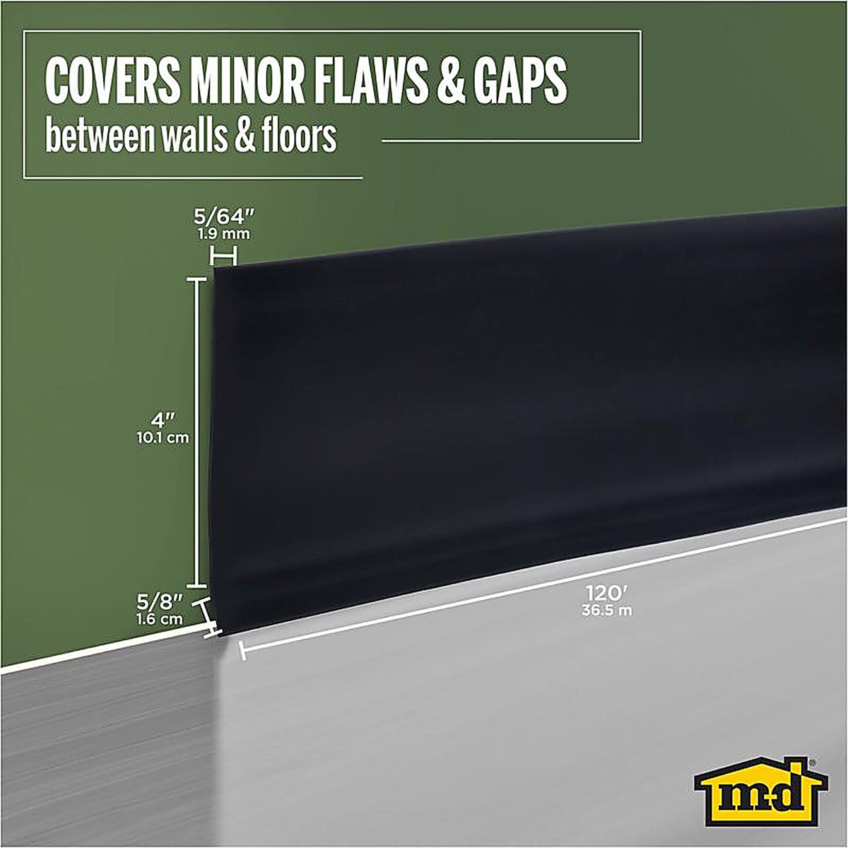 M-D 75457 4 in. H x 120 ft. L Prefinished Black Vinyl Wall Base