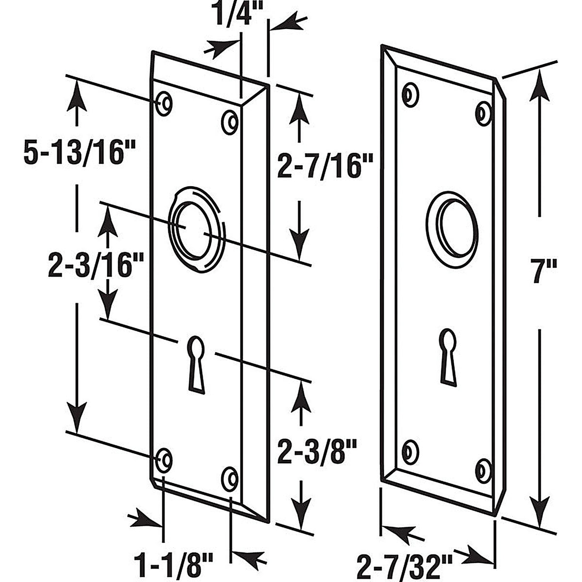 Prime-Line E 2295 Bright Brass Steel Door Escutcheon Plates Left Handed