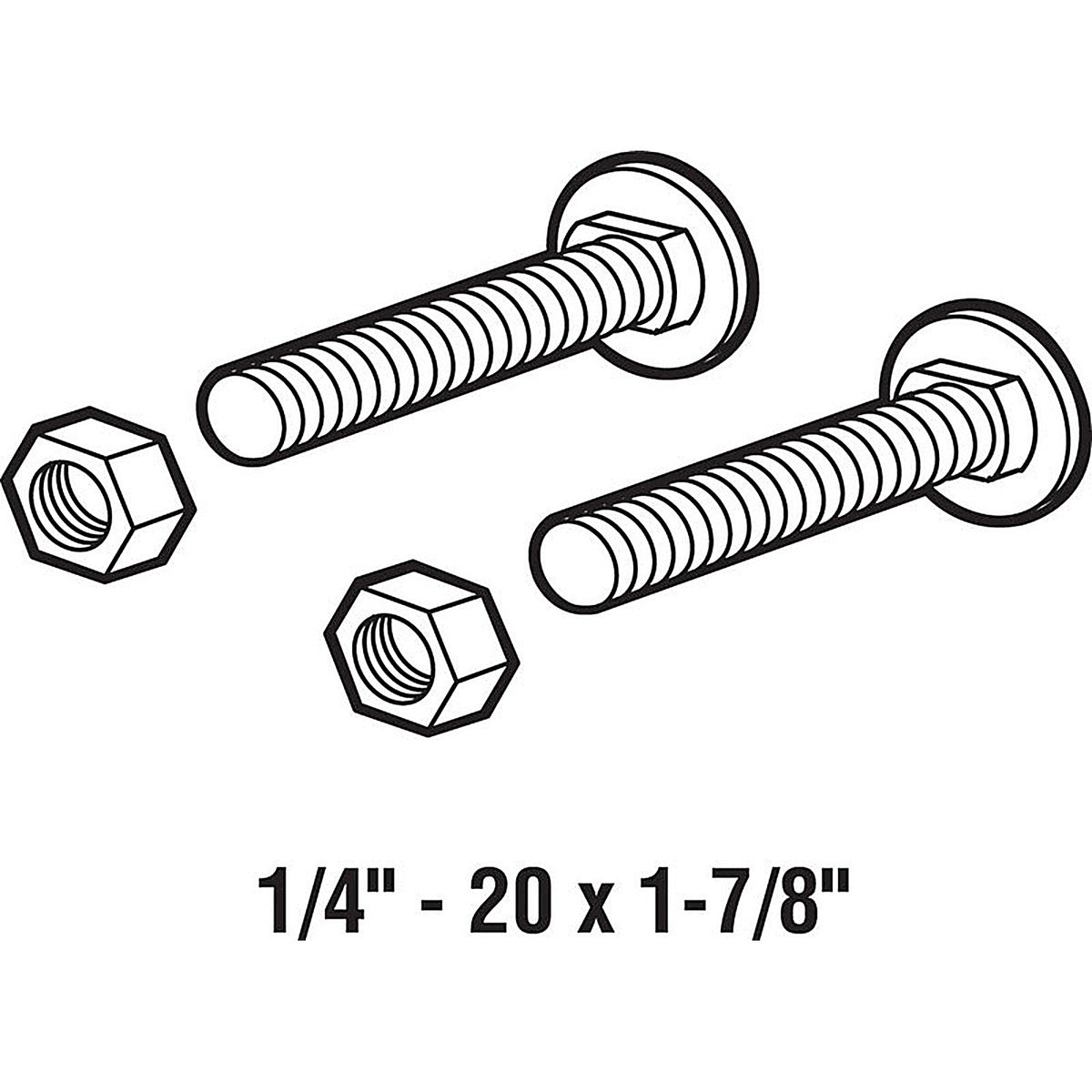 Prime-Line GD52103 1-7/8 in. L x 1/4 in. Dia. Steel Carriage Bolts w/Nuts