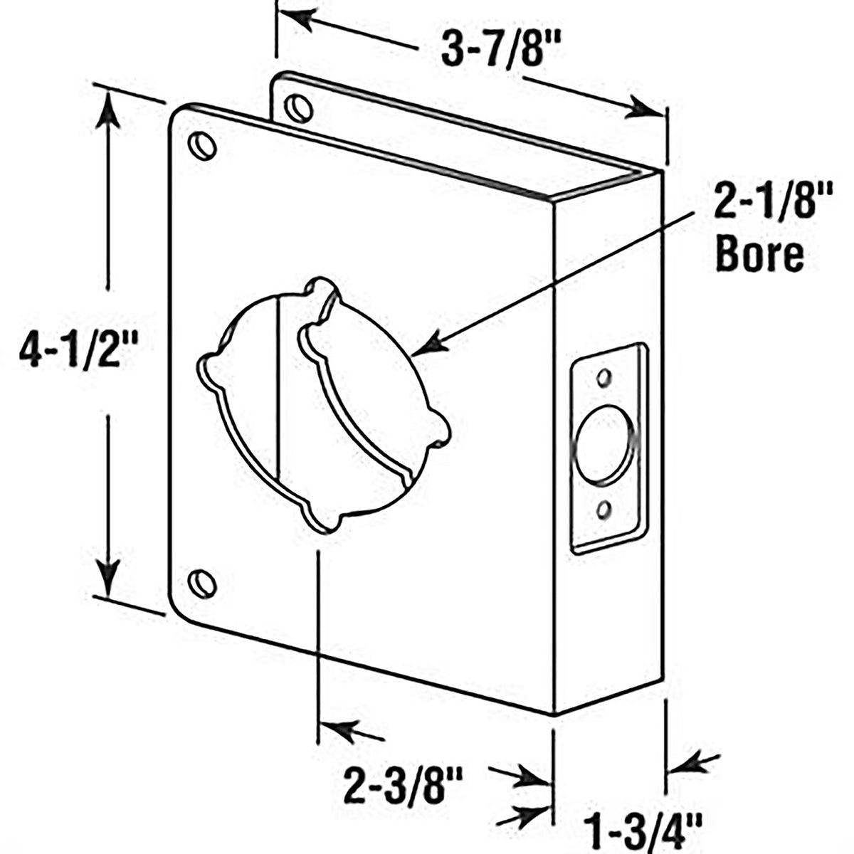 Prime-Line U 9553 4.5 in. H x 3.875 in. L Brushed Stainless Steel Stainless Steel Recessed Door Reinforcer