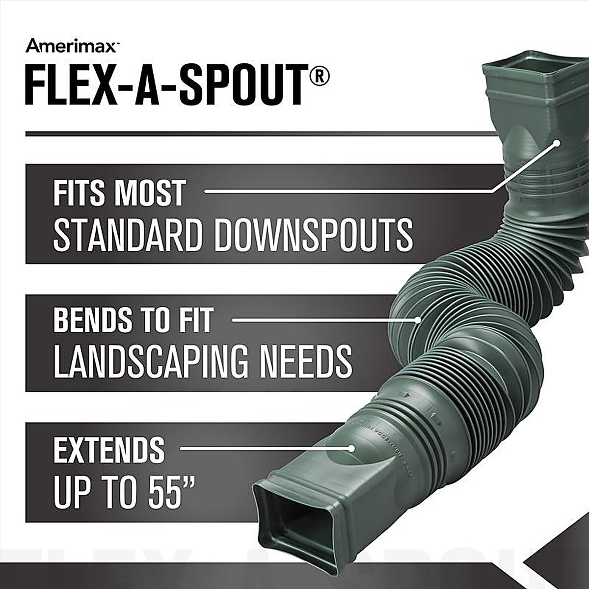 Amerimax 85011 Flex-A-Spout 4.5 in. H x 4.5 in. W x 25.5 in. L Green Vinyl Rainwater Colander