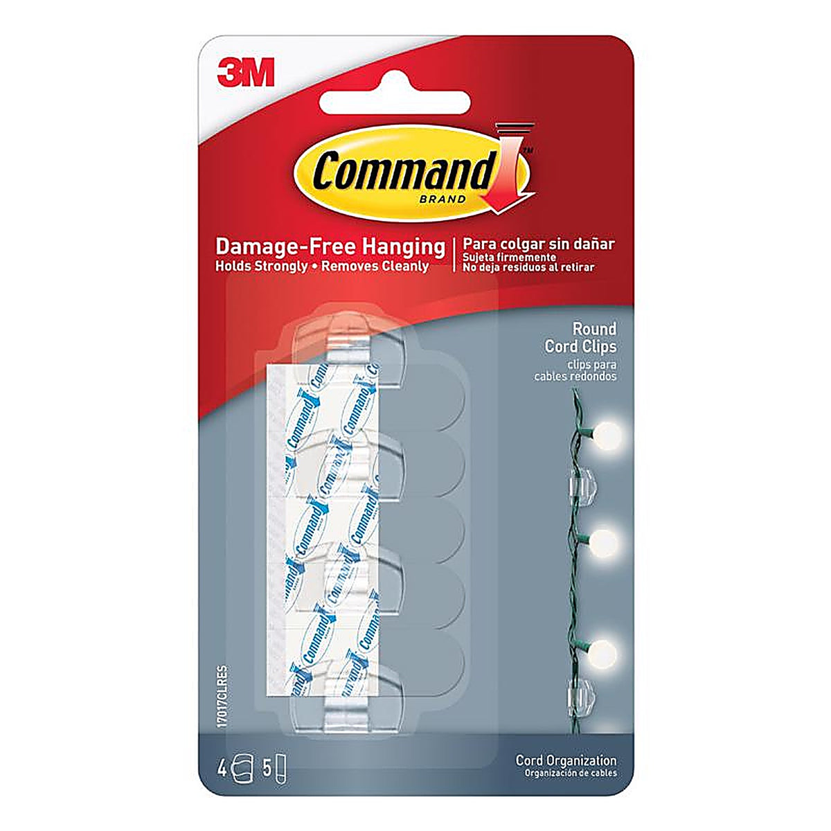 3M 17017CLR Command Small Plastic Clip 2-3/4 in. L 4/Pack