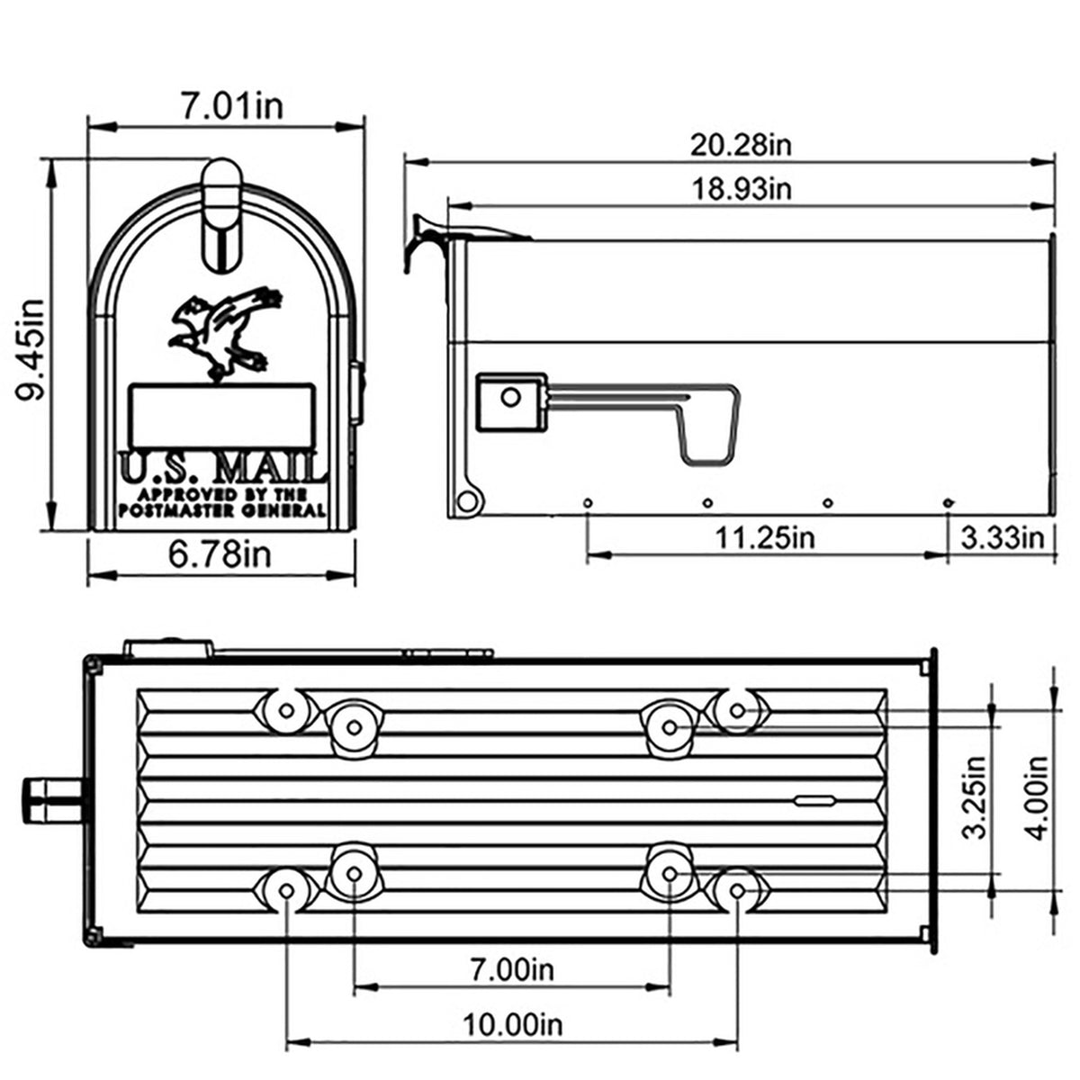 Gibraltar ST100000 Grayson Classic Galvanized Steel Post Mount Gray Mailbox