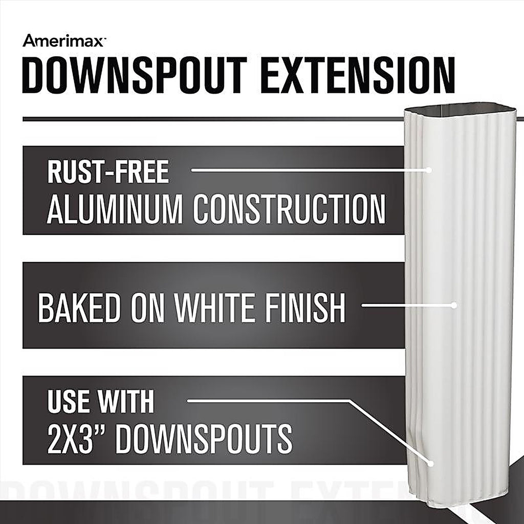 Amerimax 27075 3 in. H x 2 in. W x 15 in. L White Aluminum K Downspout Extension