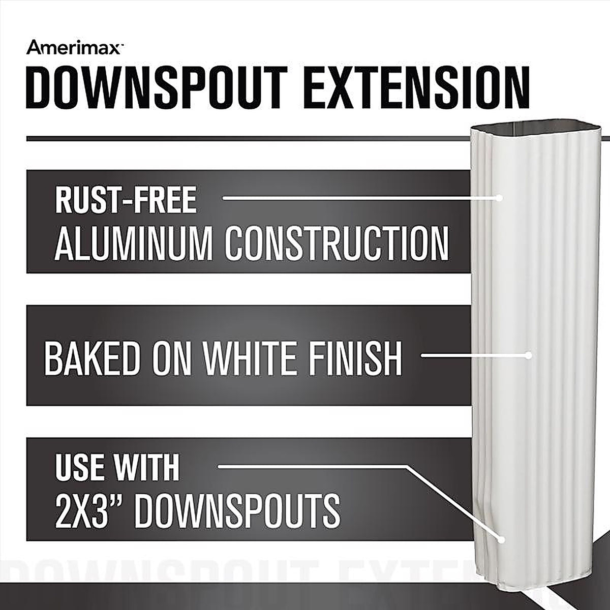 Amerimax 27075 3 in. H x 2 in. W x 15 in. L White Aluminum K Downspout Extension