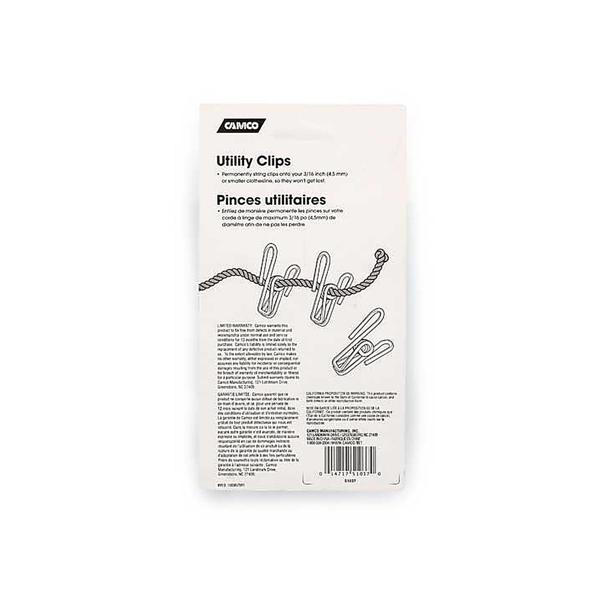 Camco - 51037 - Utility Clips-8 Pack, Bilingual