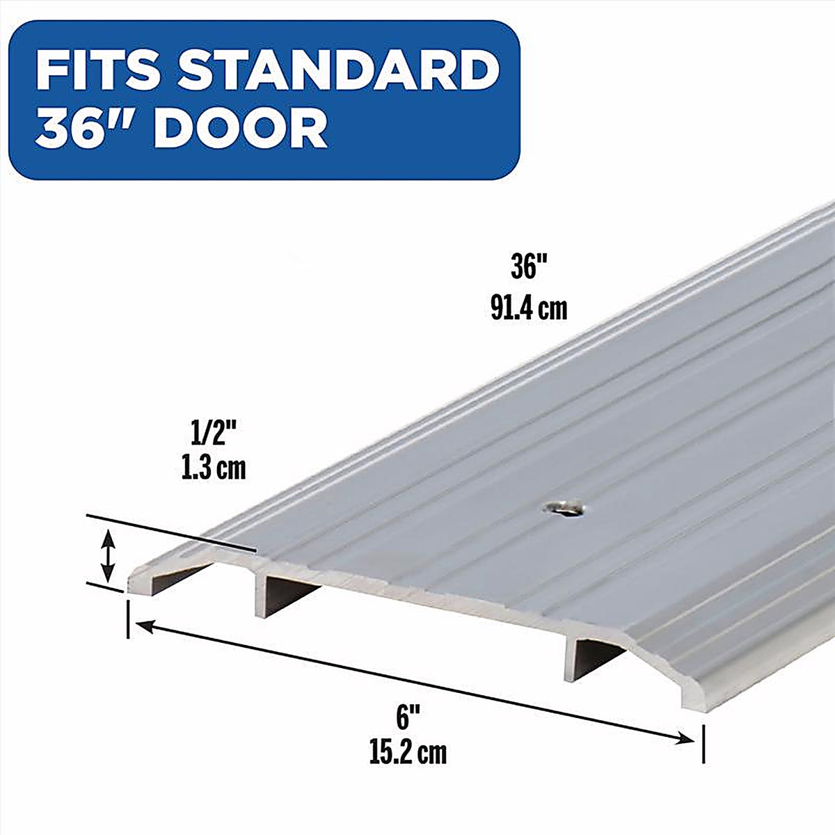 M-D 11619 0.5 H x 6 in. W x 36 in. L Mill Aluminum Fluted Top Threshold Silver