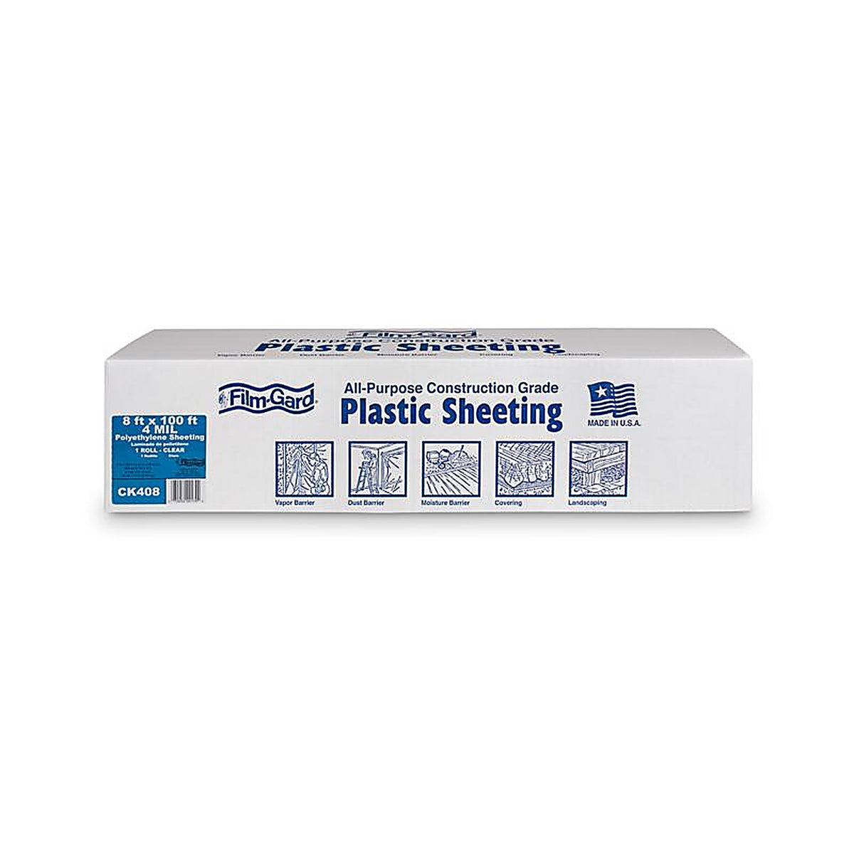 Film-Gard 625904 Plastic Sheeting 4 mil x 8 ft. W x 100 ft. L Polyethylene Clear