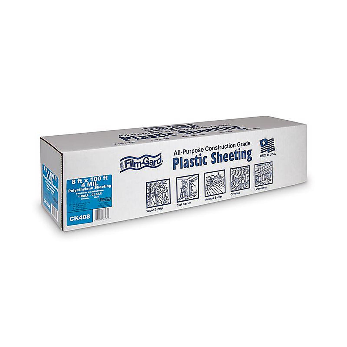 Film-Gard 625904 Plastic Sheeting 4 mil x 8 ft. W x 100 ft. L Polyethylene Clear